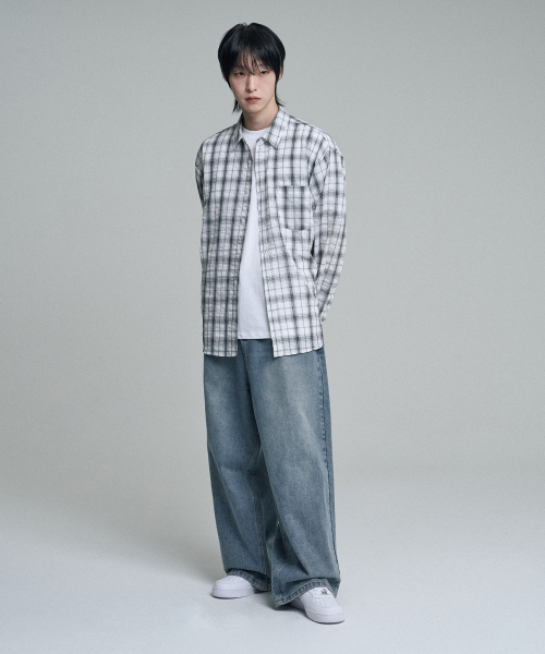 MOOVN(ムブン)の「ヴィンテージリンクルチェックシャツホワイト(シャツ/ブラウス・メンズ・その他・LARGE/MEDIUM)」の6枚目の写真
