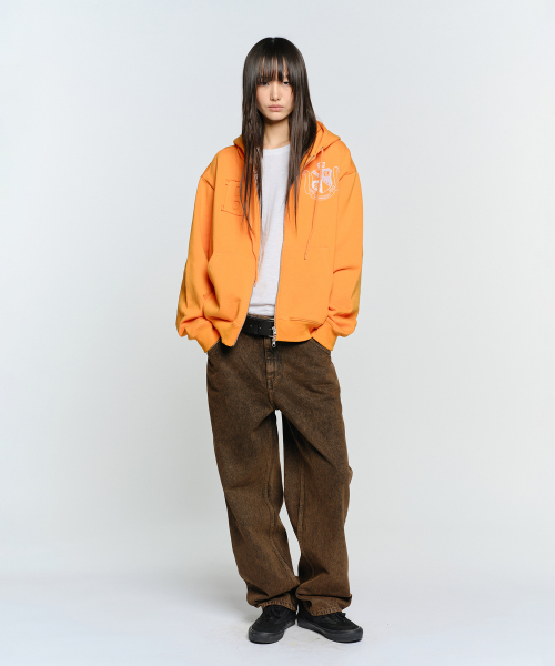 B LOGO PATCH HOODIE ZIP‑UP — худи‑молния, оранжевый