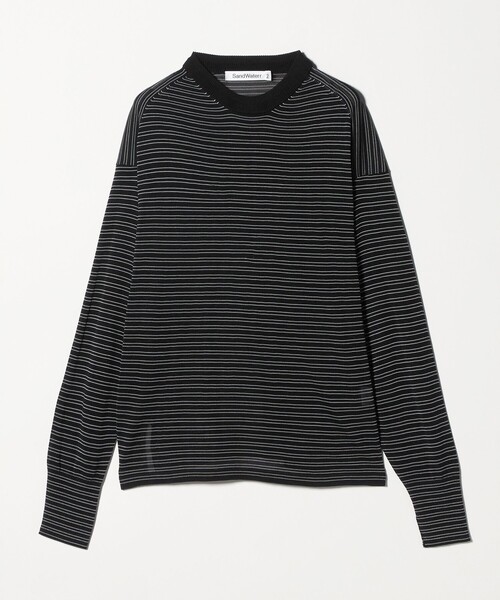 UNITED ARROWS & SONS（ユナイテッドアローズアンドサンズ）の「＜SandWaterr＞ RESEARCHED SWEATER/ニット（ニット/セーター・メンズ・ブラック/オフホワイト・2/1）」の2枚目の写真