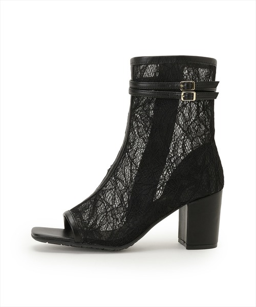 WILLSELECTION（ウィルセレクション）の「ベルト付きオープントゥレースブーツ（ブーツ・レディース・ブラック/オフホワイト・LARGE/MEDIUM）」の9枚目の写真