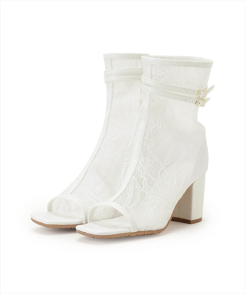WILLSELECTION（ウィルセレクション）の「ベルト付きオープントゥレースブーツ（ブーツ・レディース・ブラック/オフホワイト・LARGE/MEDIUM）」の3枚目の写真