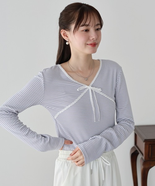 BLUEEAST(ブルーイースト)の「レースボーダーカットソー(Tシャツ/カットソー・レディース・ブルー/ブラック・MEDIUM)」の9枚目の写真