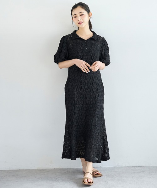 mil(ミル)の「総レース ポロ衿 マーメイド ワンピース【586150】(ワンピース・レディース・ブラウン/ブラック・FREE/S/XS)」の8枚目の写真