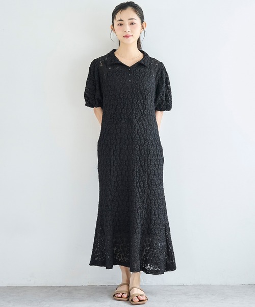 mil(ミル)の「総レース ポロ衿 マーメイド ワンピース【586150】(ワンピース・レディース・ブラウン/ブラック・FREE/S/XS)」の4枚目の写真