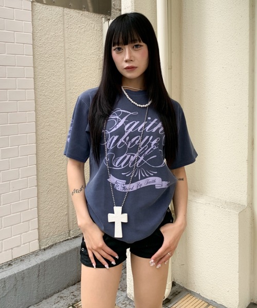 link lot(リンクロット)の「スパンリブピグメント加工プリント半袖Tシャツ(Tシャツ/カットソー・メンズ・グレー/ブラウン/ネイビー/ブラック・M/L)」の2枚目の写真