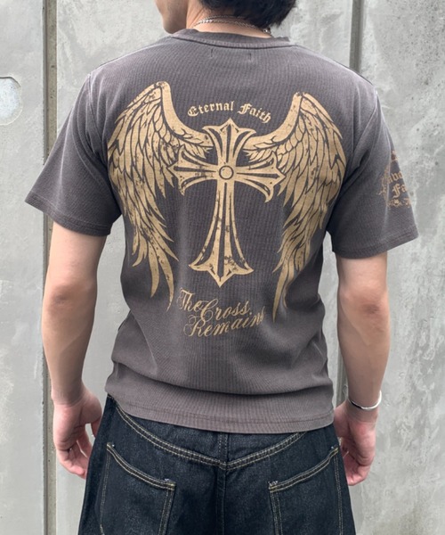link lot(リンクロット)の「スパンリブピグメント加工プリント半袖Tシャツ(Tシャツ/カットソー・メンズ・グレー/ブラウン/ネイビー/ブラック・M/L)」の4枚目の写真