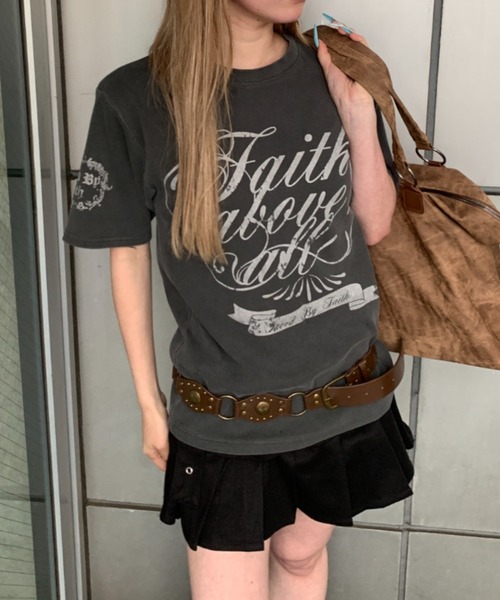 link lot(リンクロット)の「スパンリブピグメント加工プリント半袖Tシャツ(Tシャツ/カットソー・メンズ・グレー/ブラウン/ネイビー/ブラック・M/L)」の1枚目の写真