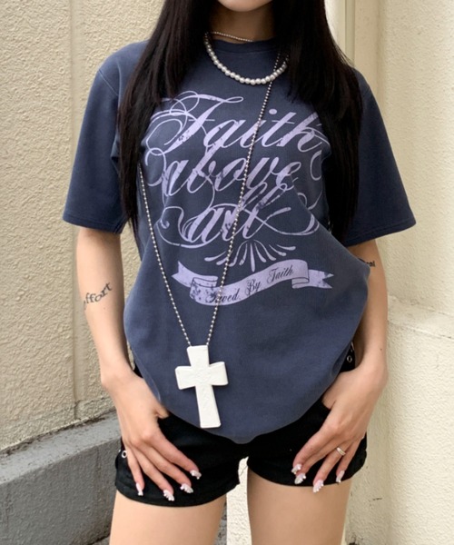 link lot(リンクロット)の「スパンリブピグメント加工プリント半袖Tシャツ(Tシャツ/カットソー・メンズ・グレー/ブラウン/ネイビー/ブラック・M/L)」の5枚目の写真