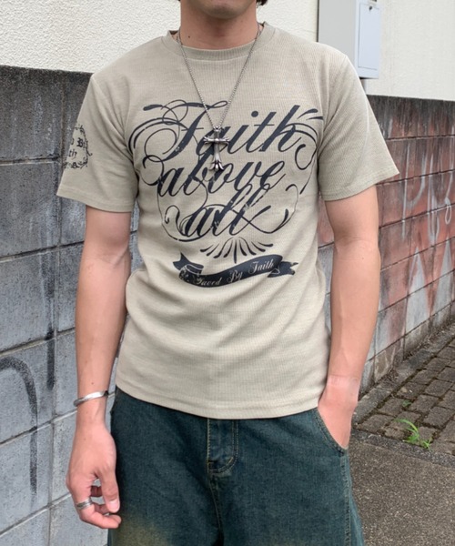 link lot(リンクロット)の「スパンリブピグメント加工プリント半袖Tシャツ(Tシャツ/カットソー・メンズ・グレー/ブラウン/ネイビー/ブラック・M/L)」の21枚目の写真