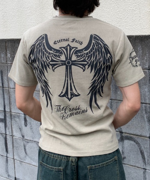 link lot(リンクロット)の「スパンリブピグメント加工プリント半袖Tシャツ(Tシャツ/カットソー・メンズ・グレー/ブラウン/ネイビー/ブラック・M/L)」の22枚目の写真
