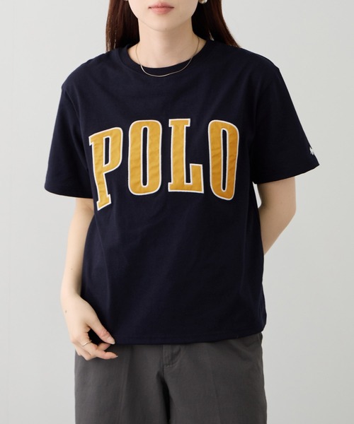 Mac-House(マックハウス)の「POLO BCS フロントロゴ ツイルワッペン クロップドTシャツ(Tシャツ/カットソー・レディース・ホワイト/ネイビー/ワイン/アッシュグレー・M/L)」の3枚目の写真