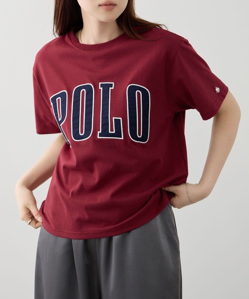 Mac-House(マックハウス)の「POLO BCS フロントロゴ ツイルワッペン クロップドTシャツ(Tシャツ/カットソー・レディース・ホワイト/ネイビー/ワイン/アッシュグレー・M/L)」の4枚目の写真