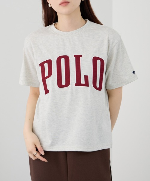 Mac-House(マックハウス)の「POLO BCS フロントロゴ ツイルワッペン クロップドTシャツ(Tシャツ/カットソー・レディース・ホワイト/ネイビー/ワイン/アッシュグレー・M/L)」の2枚目の写真
