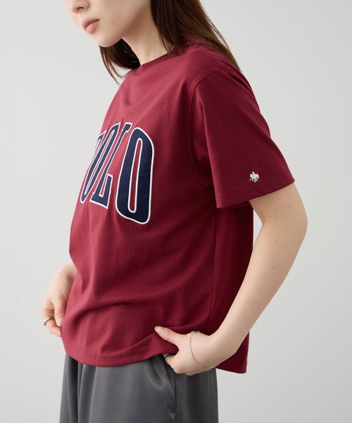 Mac-House(マックハウス)の「POLO BCS フロントロゴ ツイルワッペン クロップドTシャツ(Tシャツ/カットソー・レディース・ホワイト/ネイビー/ワイン/アッシュグレー・M/L)」の14枚目の写真