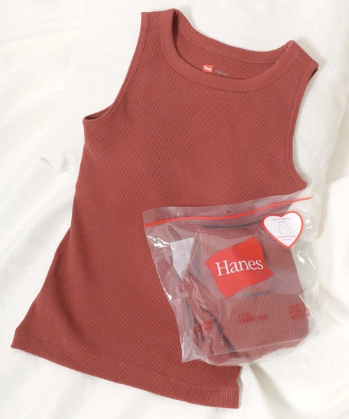 HANES(ヘインズ)の「Hanes(ヘインズ)originals アメリカンスリーブ リブブラトップ タンクトップ カップ付き(タンクトップ・レディース・ブラウン/ホワイト/ブラック・FREE)」の3枚目の写真