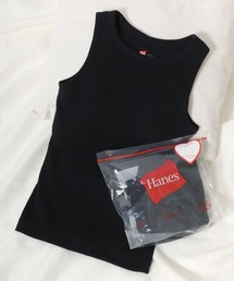 Hanes(ヘインズ)originals アメリカンスリーブ リブブラトップ タンクトップ カップ付き
