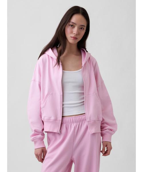 GAP(ギャップ)の「ヴィンテージソフト フレンチテリー ジップアップパーカー(パーカー・レディース・イエロー/ライトピンク/ブルー/グレー/ピンク・XS/S/M/L/XL/XXS)」の5枚目の写真