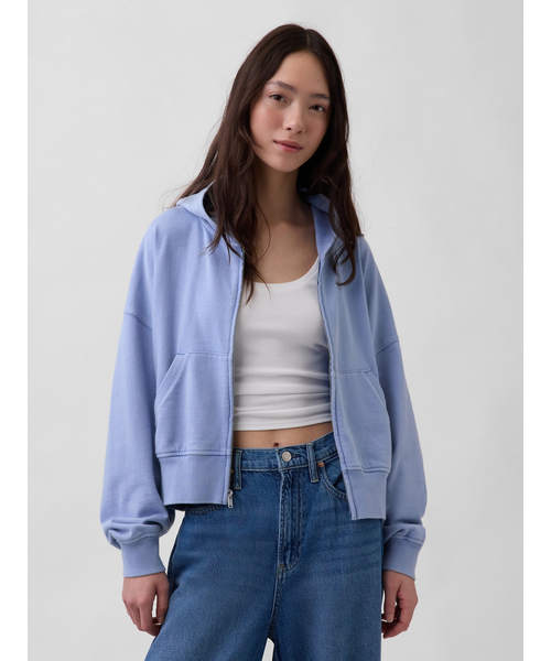 GAP(ギャップ)の「ヴィンテージソフト フレンチテリー ジップアップパーカー(パーカー・レディース・イエロー/ライトピンク/ブルー/グレー/ピンク・XS/S/M/L/XL/XXS)」の1枚目の写真