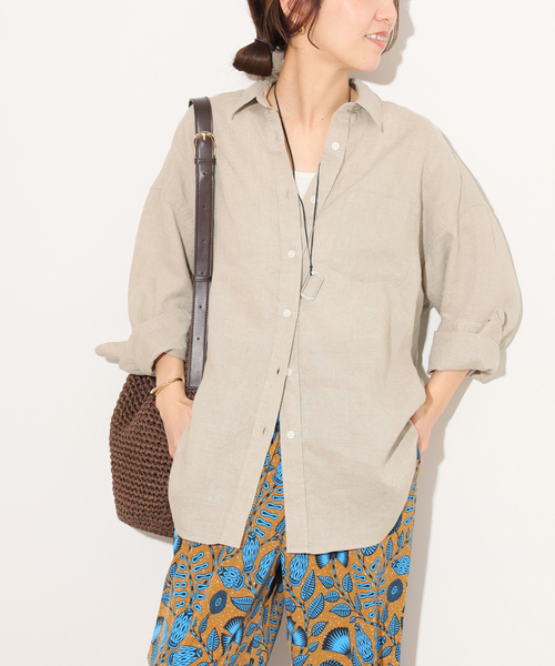 JOURNAL STANDARD relume(ジャーナルスタンダード レリューム)の「No.66フレンチリネンオーバーサイズシャツ(シャツ/ブラウス・レディース・ブラック/チョコ/ブラウン/ベージュ・FREE)」の4枚目の写真