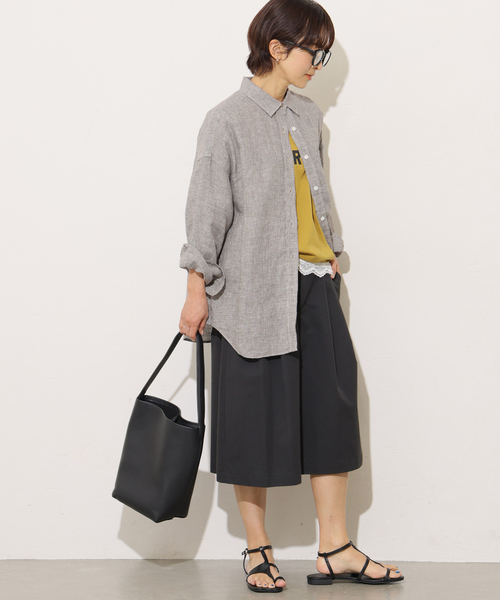JOURNAL STANDARD relume(ジャーナルスタンダード レリューム)の「No.66フレンチリネンオーバーサイズシャツ(シャツ/ブラウス・レディース・ブラック/チョコ/ブラウン/ベージュ・FREE)」の10枚目の写真