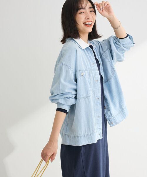 Green　Parks（グリーンパークス）の「シアーデニムシャツGジャン（シャツ/ブラウス・レディース・インディゴブルー/ライトインディゴブルー/ブラック・FREE）」の4枚目の写真