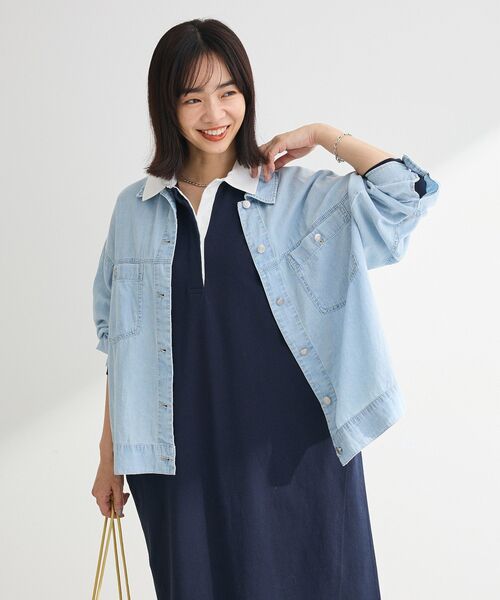 Green　Parks（グリーンパークス）の「シアーデニムシャツGジャン（シャツ/ブラウス・レディース・インディゴブルー/ライトインディゴブルー/ブラック・FREE）」の8枚目の写真