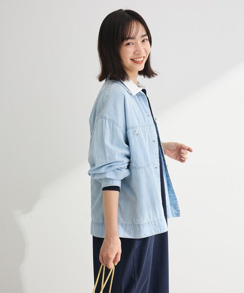 Green　Parks（グリーンパークス）の「シアーデニムシャツGジャン（シャツ/ブラウス・レディース・インディゴブルー/ライトインディゴブルー/ブラック・FREE）」の9枚目の写真
