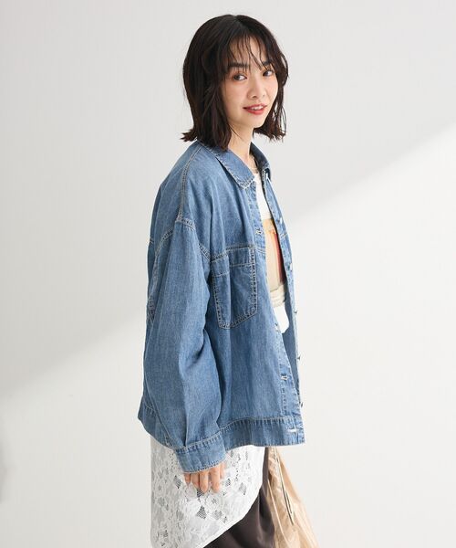 Green　Parks（グリーンパークス）の「シアーデニムシャツGジャン（シャツ/ブラウス・レディース・インディゴブルー/ライトインディゴブルー/ブラック・FREE）」の15枚目の写真