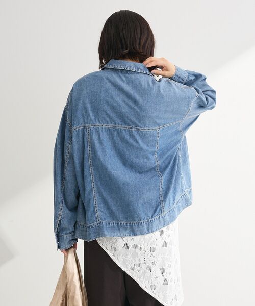 Green　Parks（グリーンパークス）の「シアーデニムシャツGジャン（シャツ/ブラウス・レディース・インディゴブルー/ライトインディゴブルー/ブラック・FREE）」の16枚目の写真