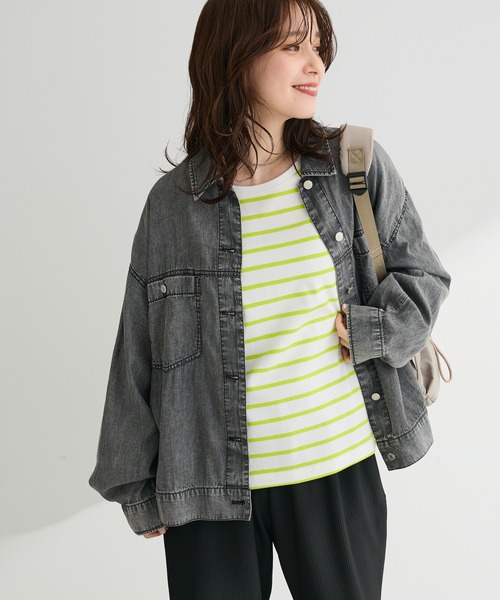 Green　Parks（グリーンパークス）の「シアーデニムシャツGジャン（シャツ/ブラウス・レディース・インディゴブルー/ライトインディゴブルー/ブラック・FREE）」の2枚目の写真