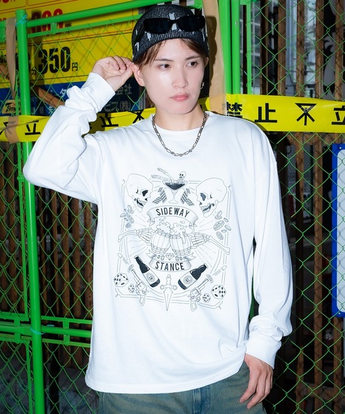 En serio TOKYO(エンソリオトーキョー)の「【SIDEWAYSTANCE】ドランクスカル長袖Tシャツ 70580(Tシャツ/カットソー・メンズ・ホワイト/カーキ/ブラック・SMALL/X-LARGE/MEDIUM/LARGE)」の4枚目の写真