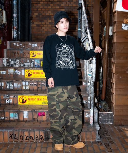 En serio TOKYO(エンソリオトーキョー)の「【SIDEWAYSTANCE】ドランクスカル長袖Tシャツ 70580(Tシャツ/カットソー・メンズ・ホワイト/カーキ/ブラック・SMALL/X-LARGE/MEDIUM/LARGE)」の9枚目の写真