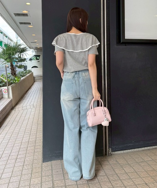 continuer de NICE CLAUP(コンティニューデナイスクラップ)の「フェミニンな魅力を放つ、半袖リボンTOPS(ニット/セーター・レディース・オフホワイト/グレー/ピンク/ネイビー・FREE)」の22枚目の写真
