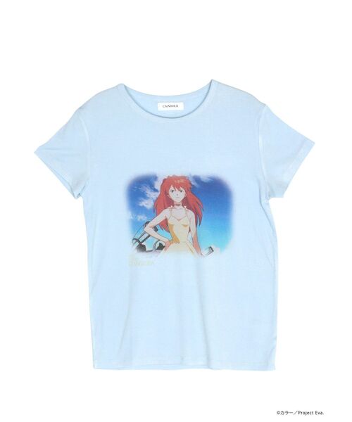 CALNAMUR（カルナムール）の「【新世紀エヴァンゲリオンコラボ】レイ アスカ 儚げTシャツ（Tシャツ/カットソー・レディース・ホワイト/ライトブルー・FREE）」の9枚目の写真