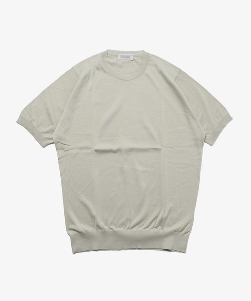 JOHN SMEDLEY（ジョンスメドレー）の「JOHN SMEDLEY / KEMPTON 30G コットンニット クルーネック Tシャツ（MODERN FIT）（ニット/セーター・メンズ・グレイッシュベージュ/ブラック/シルバー/ホワイト・FREE/LARGE）」の3枚目の写真