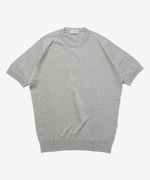 JOHN SMEDLEY（ジョンスメドレー）の「JOHN SMEDLEY / KEMPTON 30G コットンニット クルーネック Tシャツ（MODERN FIT）（ニット/セーター・メンズ・グレイッシュベージュ/ブラック/シルバー/ホワイト・FREE/LARGE）」の4枚目の写真