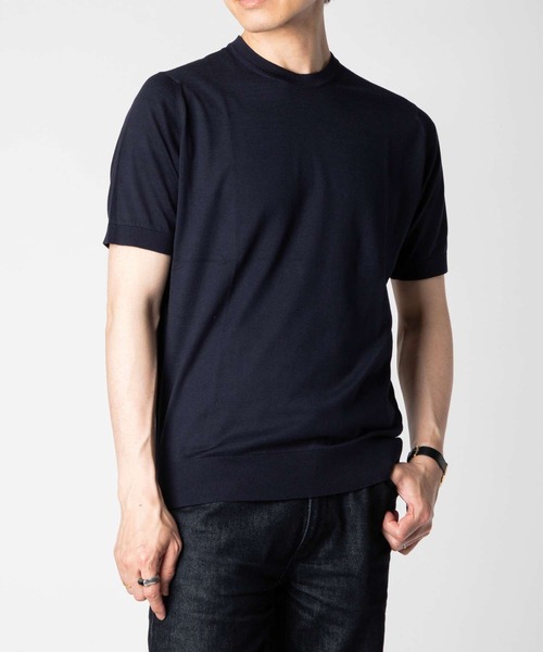 JOHN SMEDLEY（ジョンスメドレー）の「JOHN SMEDLEY / KEMPTON 30G コットンニット クルーネック Tシャツ（MODERN FIT）（ニット/セーター・メンズ・グレイッシュベージュ/ブラック/シルバー/ホワイト・FREE/LARGE）」の10枚目の写真