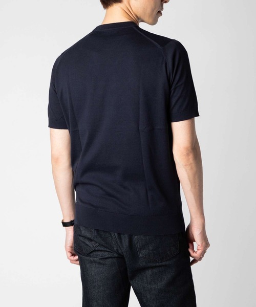 JOHN SMEDLEY（ジョンスメドレー）の「JOHN SMEDLEY / KEMPTON 30G コットンニット クルーネック Tシャツ（MODERN FIT）（ニット/セーター・メンズ・グレイッシュベージュ/ブラック/シルバー/ホワイト・FREE/LARGE）」の12枚目の写真