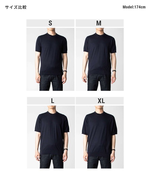 JOHN SMEDLEY（ジョンスメドレー）の「JOHN SMEDLEY / KEMPTON 30G コットンニット クルーネック Tシャツ（MODERN FIT）（ニット/セーター・メンズ・グレイッシュベージュ/ブラック/シルバー/ホワイト・FREE/LARGE）」の13枚目の写真