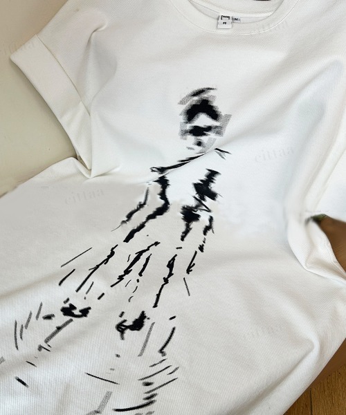 Dalfwin（ダールフィン）の「韓国ファッション Phantomプリントフレンチスリーブロング丈ワンピース（ワンピース・レディース・ホワイト・FREE）」の9枚目の写真