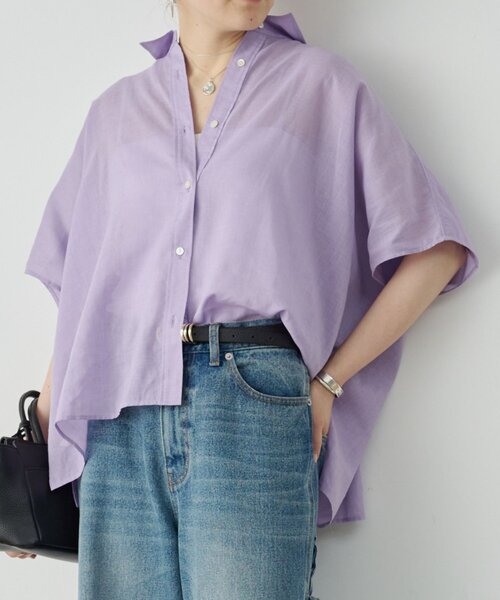 BEARDSLEY（ビアズリー）の「ポンチョシャツ（シャツ/ブラウス・レディース・カーキ/パープル・FREE）」の2枚目の写真