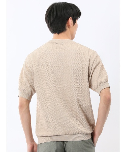 TAKA-Q（タカキュー）の「アンサンブル 2枚 セット メンズ 透かし編み Vネック プルオーバー & 半袖 Tシャツ ややゆったり ルーズ（アンサンブル・メンズ・ベージュ/ネイビー・MEDIUM/LARGE/X-LARGE）」の20枚目の写真