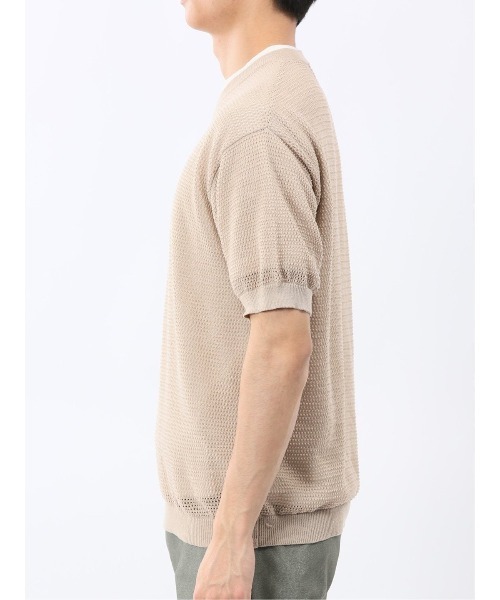 TAKA-Q（タカキュー）の「アンサンブル 2枚 セット メンズ 透かし編み Vネック プルオーバー & 半袖 Tシャツ ややゆったり ルーズ（アンサンブル・メンズ・ベージュ/ネイビー・MEDIUM/LARGE/X-LARGE）」の16枚目の写真