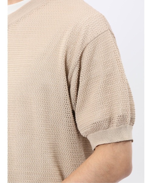 TAKA-Q（タカキュー）の「アンサンブル 2枚 セット メンズ 透かし編み Vネック プルオーバー & 半袖 Tシャツ ややゆったり ルーズ（アンサンブル・メンズ・ベージュ/ネイビー・MEDIUM/LARGE/X-LARGE）」の13枚目の写真
