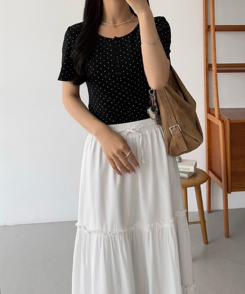 callautia(カラウティア)の「ヘンリーネックトップス(Tシャツ/カットソー・レディース・ホワイト/ブラック/ブラック系その他/ホワイト系その他・MEDIUM/SMALL)」の18枚目の写真