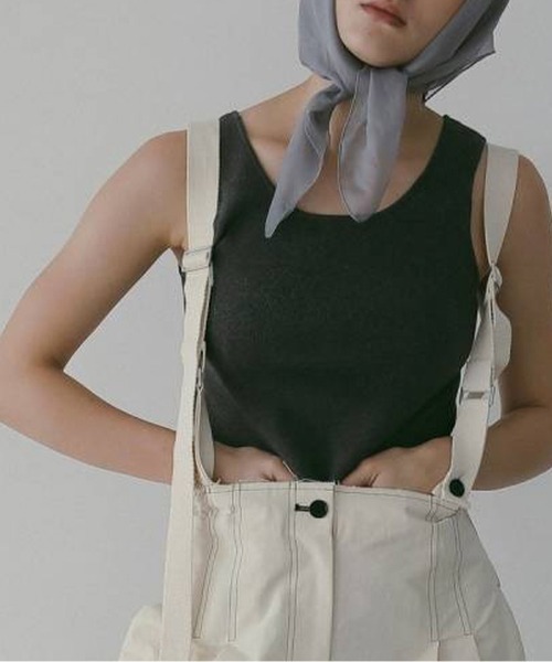 anuke（アンヌーク）の「[anuke/アンヌーク] ショート丈 ニットタンクトップ（タンクトップ・レディース・ライトグリーン/レッド/チャコールグレー・F）」の2枚目の写真