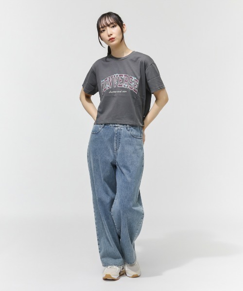 CONVERSE（コンバース）の「コンバース  RIBBON ARCH LOGO TEE L 半袖Tシャツ（Tシャツ/カットソー・レディース・チャコールグレー/ホワイト・M/L）」の9枚目の写真