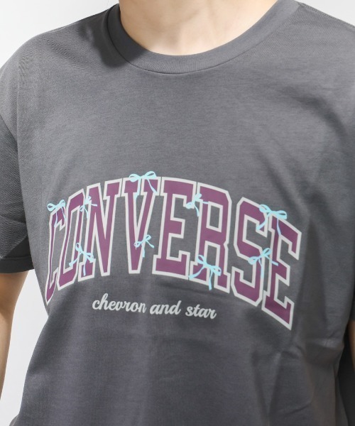 CONVERSE（コンバース）の「コンバース  RIBBON ARCH LOGO TEE L 半袖Tシャツ（Tシャツ/カットソー・レディース・チャコールグレー/ホワイト・M/L）」の8枚目の写真
