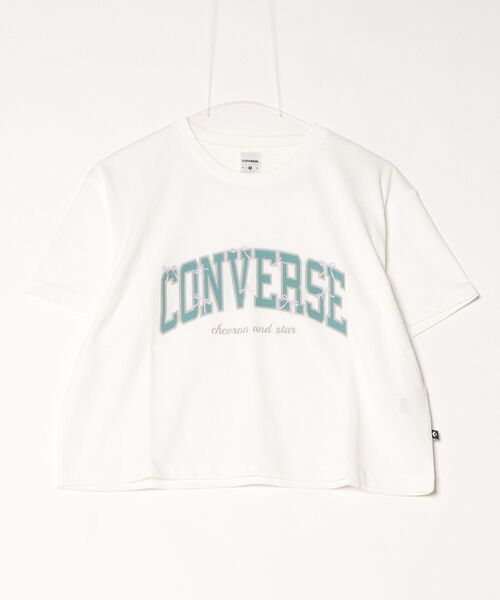 CONVERSE（コンバース）の「コンバース  RIBBON ARCH LOGO TEE L 半袖Tシャツ（Tシャツ/カットソー・レディース・チャコールグレー/ホワイト・M/L）」の5枚目の写真