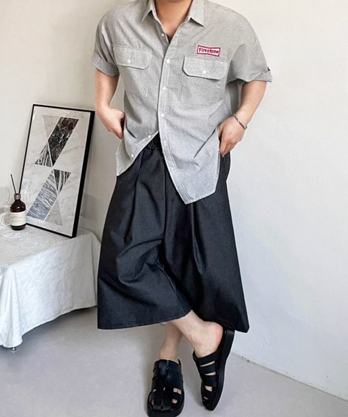 NOWLE(ノウル)の「【NOWLE】バギーシルエット ワイド クロップド イージー デニムパンツ(デニムパンツ・メンズ・ダークグレー・MEDIUM/X-LARGE/LARGE)」の9枚目の写真